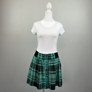 American Eagle Green Plaid Mini Skirt Medium